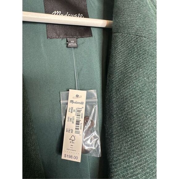 Madewell Women Plus Size Green Brushed Oversized Dorset Blazer Wool Blend - Picture 8 of 13